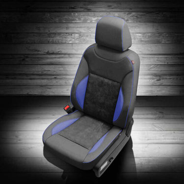 Grey Dodge Charger Leather Seat with Blue Accents