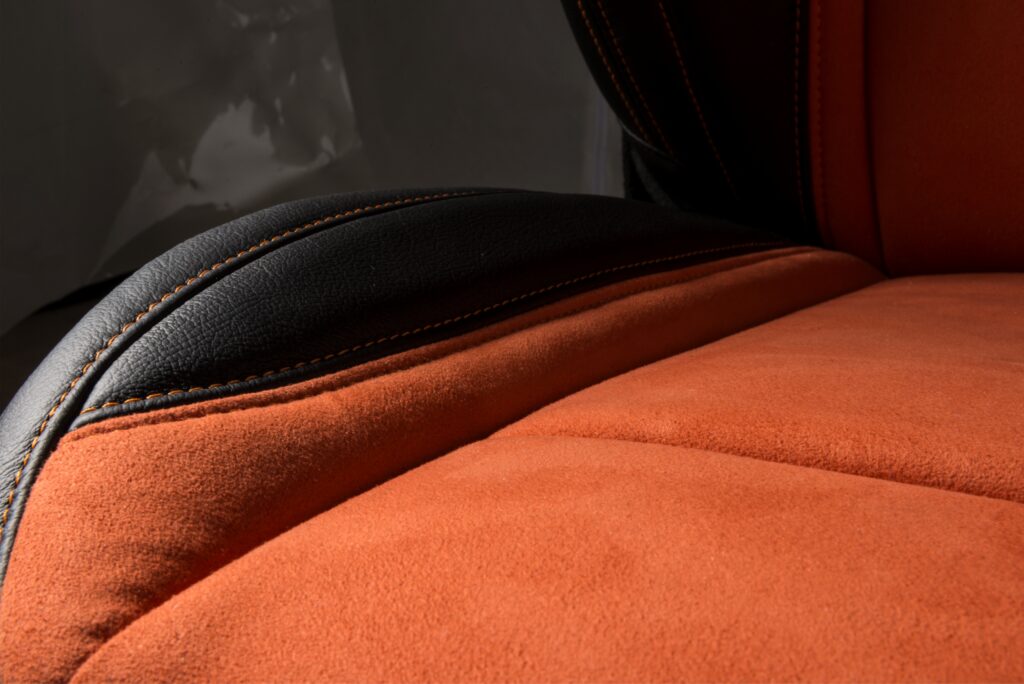 Orange and Black Suede Seats