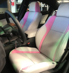 White and Pink Seat Covers