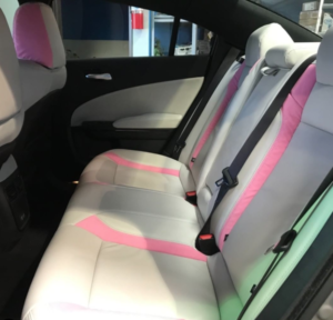 Rear White and Pink Leather Seat Covers