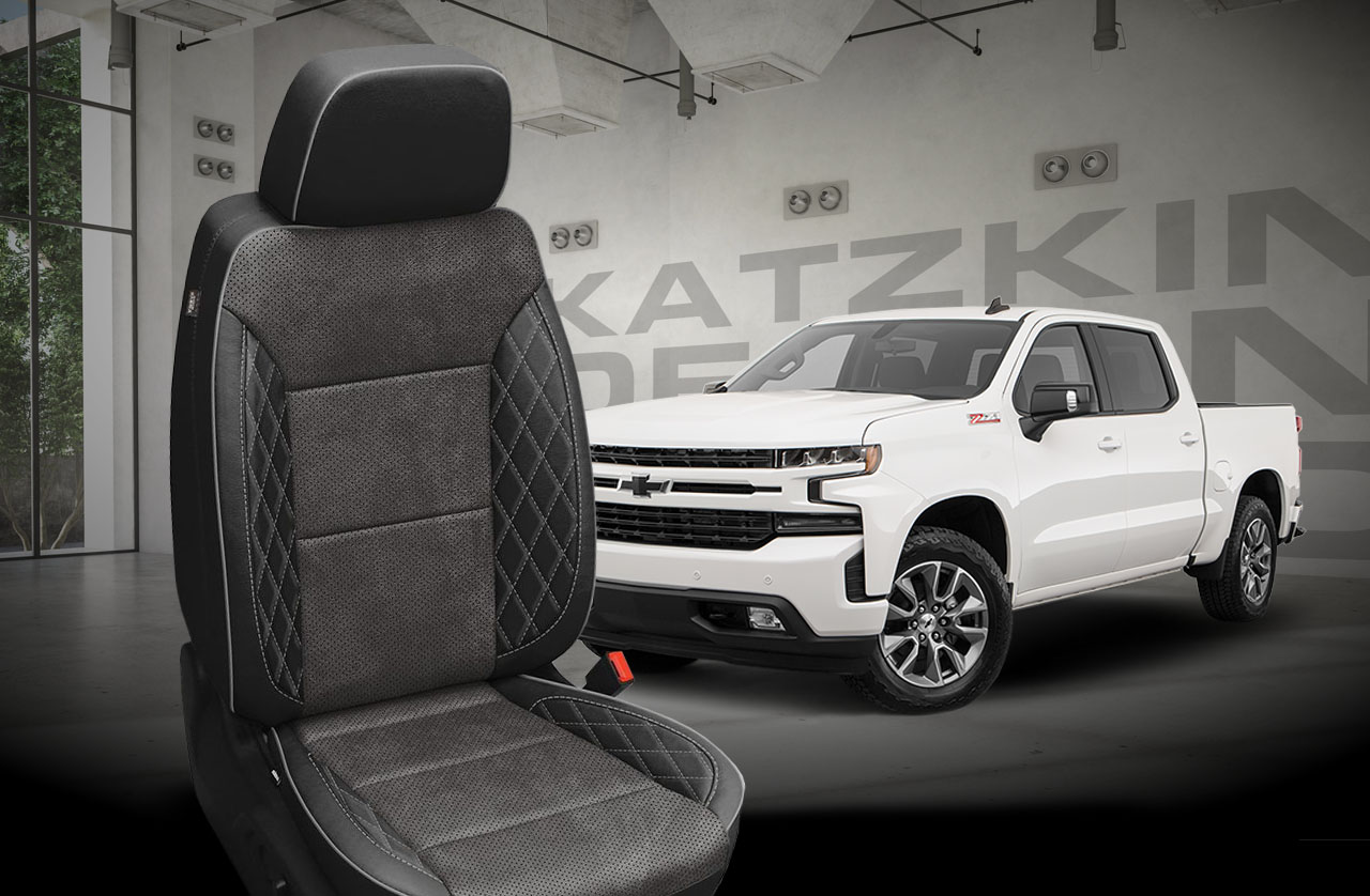 Soillar Dark Gray Microfiber Leather Front Seat Cover For 2003-2006 Chevy Silverado, Avalanche, GMC Sierra, Tahoe, Suburban, Yukon - Driver & Passenger Bottom